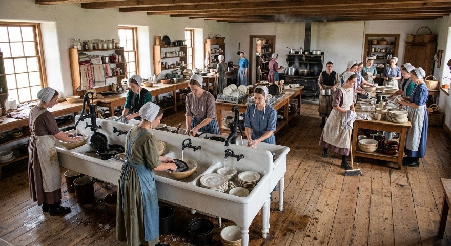 Workers building the new settlement